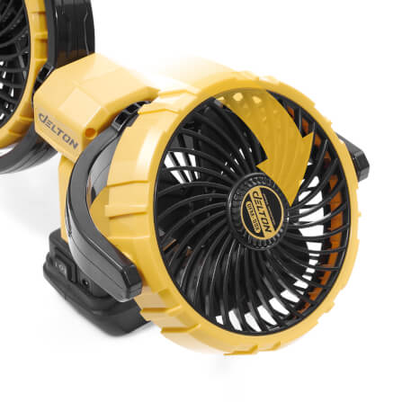 พัดลมไร้สาย 2 หัว 5 นิ้ว (พร้อมแบตเตอรี่) DELTON รุ่น DFM-09X TURBO FORCE 20V 12AH_4